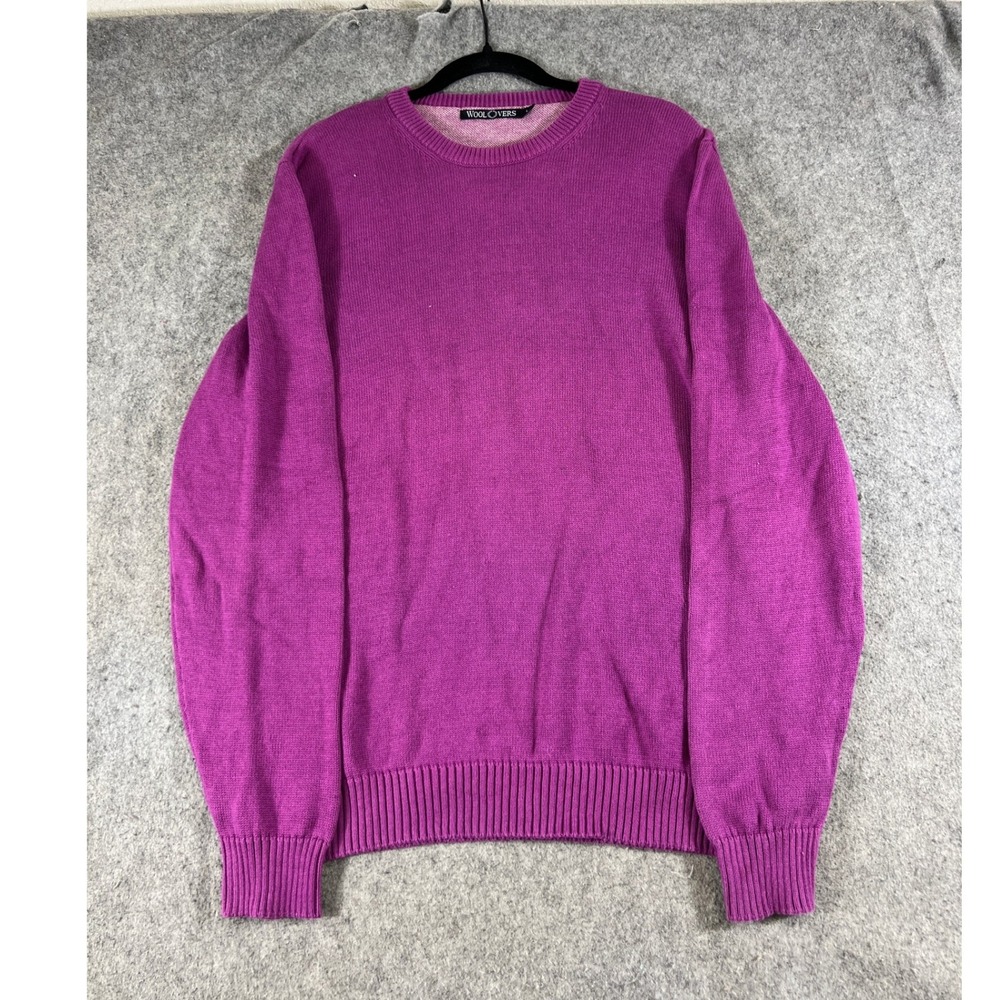 WoolOvers Sweater Mens Large Purple Wool Chunky Knit Cozy Pullover Minimalist